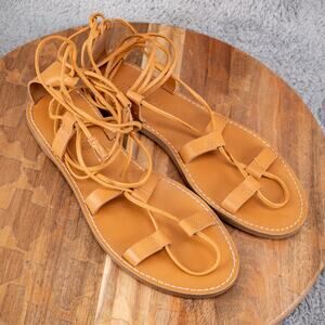 Madewell Women Boardwalk Gladiator Lace Up Sandals Flats Shoes Sz 9.5